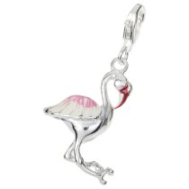 STERLING SILVER Crane Bird Enamel Dangle CHARM Pendant for European Lobster Clip on Charm