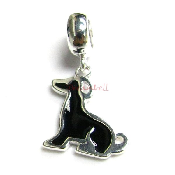 STERLING SILVER Dog Dangle Enamel CHARM Pendant for European Style Charm