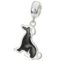 STERLING SILVER Dog Dangle Enamel CHARM Pendant for European Style Charm