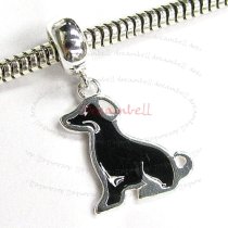 STERLING SILVER Dog Dangle Enamel CHARM Pendant for European Style Charm