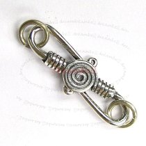1x Sterling Silver Bali Coiled FISH HOOK EYE clasp TOGGLE