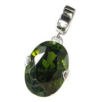 Sterling Silver OVAL Green CZ Crystal dangle Bead for European Charm Bracelets