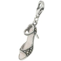 STERLING SILVER MARCASITE high heel shoe Dangle CHARM Pendant for European Lobster Clip on Charm