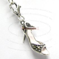 STERLING SILVER MARCASITE high heel shoe Dangle CHARM Pendant for European Lobster Clip on Charm