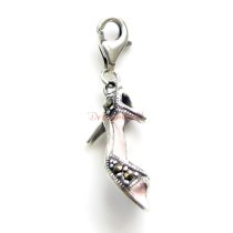 STERLING SILVER MARCASITE high heel shoe Dangle CHARM Pendant for European Lobster Clip on Charm