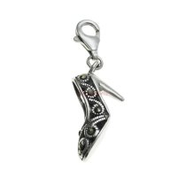 STERLING SILVER MARCASITE high heel shoe Dangle CHARM Pendant for European Lobster Clip on Charm