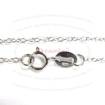 1x Sterling Silver Oval Ring Rolo Link Cable Chain Necklace 16″