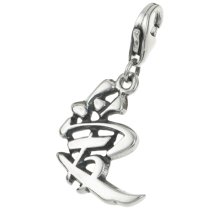1x Sterling silver Chinese Character Love Dangle Pendant for European Lobster Clip on Charm
