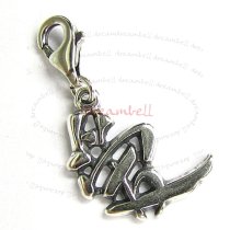 1x Sterling silver Chinese Character Love Dangle Pendant for European Lobster Clip on Charm