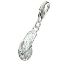 STERLING SILVER Flip Flop Slipper Dangle CHARM Pendant for European Lobster Clip on Charm