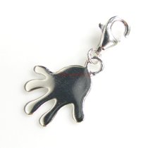 STERLING SILVER hand Dangle Pendant for European Lobster Clip on Charm