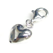 STERLING SILVER Sweet Heart Dangle Pendant for European Lobster Clip on Charm