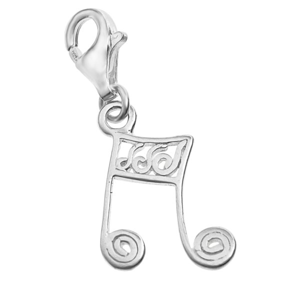 1x Sterling Silver Music Note Dangle Pendant for European Lobster Clip on Charm