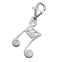 1x Sterling Silver Music Note Dangle Pendant for European Lobster Clip on Charm