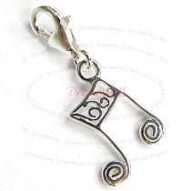 1x Sterling Silver Music Note Dangle Pendant for European Lobster Clip on Charm