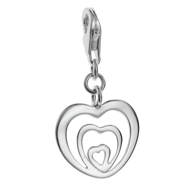 STERLING SILVER Heart By Heart Dangle Pendant for European Lobster Clip on Charm