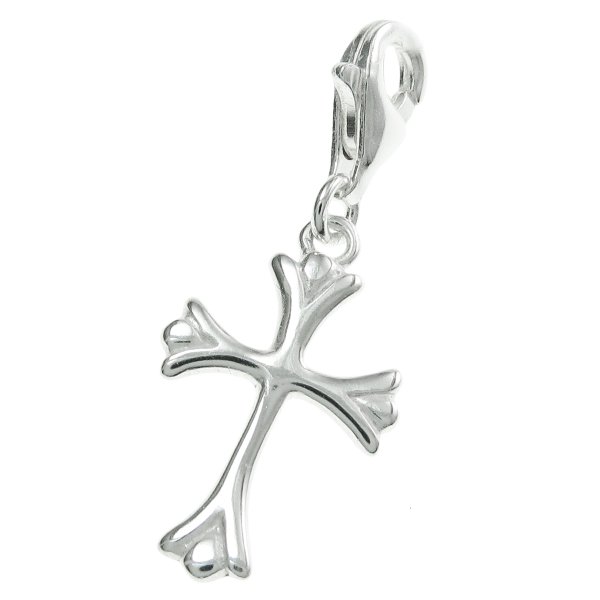 STERLING SILVER JESUS CHRIST CROSS Dangle Pendant for European Lobster Clip on Charm