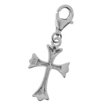 STERLING SILVER JESUS CHRIST CROSS Dangle Pendant for European Lobster Clip on Charm