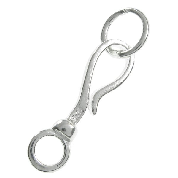 1x Bright Sterling silver hook Eye Bead Clasp