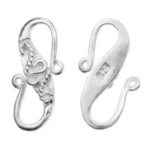 2x Sterling Silver Flower Leaf S Hook Clasp
