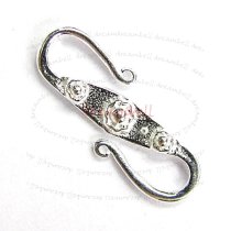 2x Sterling Silver Flower Leaf S Hook Clasp
