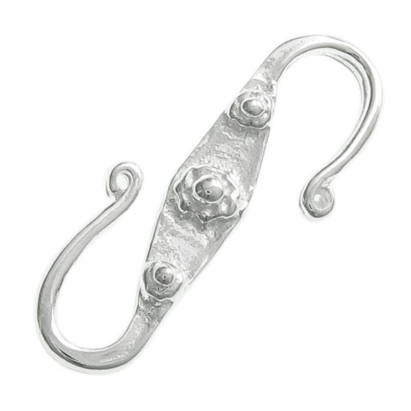 Sterling Silver Flower Leaf S-Hook Clasp - 16.8mm Botanical