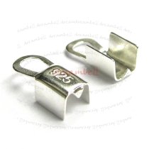 4x Sterling Silver 4mm Leather Ribbon Clip Cord END Crimp CAP