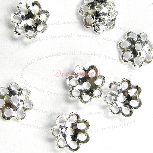 10 Bali Sterling silver Round Flower caps Bead 5mm