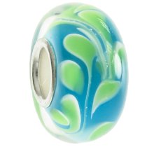 Sterling Silver Murano GREEN Glass Bead for European Charm Bracelets 13mm