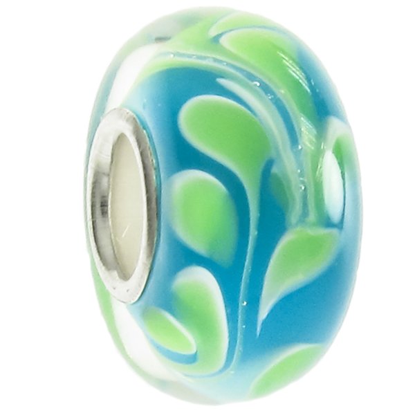 Sterling Silver Murano GREEN Glass Bead for European Charm Bracelets 13mm