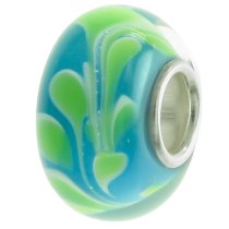 Sterling Silver Murano GREEN Glass Bead for European Charm Bracelets 13mm