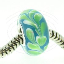 Sterling Silver Murano GREEN Glass Bead for European Charm Bracelets 13mm
