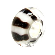Sterling Silver Brown and Lt. Pink Glass Bead for European Charm Bracelets 12.5mm