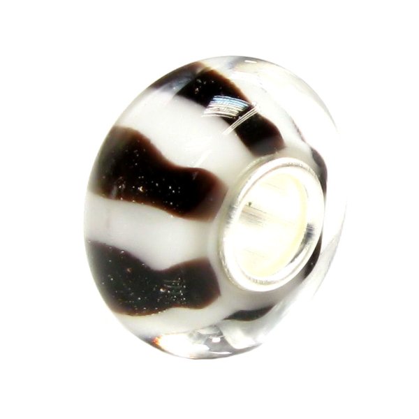 Sterling Silver Brown and Lt. Pink Glass Bead for European Charm Bracelets 12.5mm
