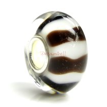 Sterling Silver Brown and Lt. Pink Glass Bead for European Charm Bracelets 12.5mm