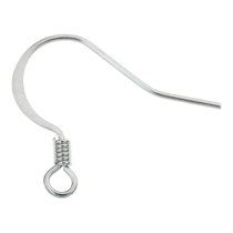50x Rhodium Metal French Hook earwires Coil Ear Wire