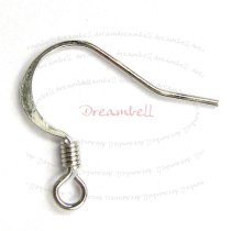 50x Rhodium Metal French Hook earwires Coil Ear Wire