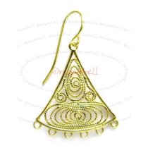 2x 14K Gold on Sterling silver Filigree Chandelier Earwire Earrring W/ French Hook 36mm