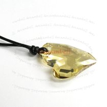 Golden Shadow Devoted 2 U Heart Pendant 27mm Black Leather 1mm Necklace 16" Adjustable Using Swarovski Elements Crystal
