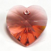 4x Swarovski Xilion Crystal 6228 Heart Charm Pendant Padparadscha 10mm