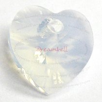 4x Swarovski Xilion Crystal 6228 Heart Charm Pendant White Opal 10mm