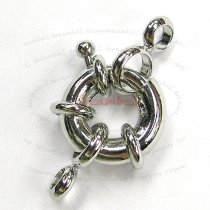 1 Rhodium plated Metal Jumbo Lobster Spring Clasp 13mm