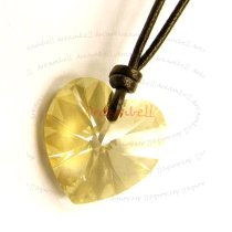 Golden Shadow Heart Pendant 18mm Black Leather 1mm Necklace Adjustable Using Swarovski Elements Crystal