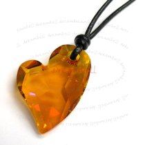 Devoted 2 U Heart Love Pendant 27mm Black Leather 1mm Necklace 16″ Adjustable Using Swarovski Elements Crystal