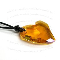 Devoted 2 U Heart Love Pendant 27mm Black Leather 1mm Necklace 16" Adjustable Using Swarovski Elements Crystal