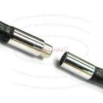 Stainless Steel 3 Rounds Black Leather Cord 3mm Magnetic Wristband Bracelets 7"