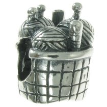 Sterling silver KNITTING BASKET Bead for European Charm Bracelets