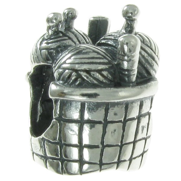 Sterling silver KNITTING BASKET Bead for European Charm Bracelets