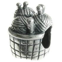 Sterling silver KNITTING BASKET Bead for European Charm Bracelets