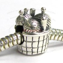 Sterling silver KNITTING BASKET Bead for European Charm Bracelets